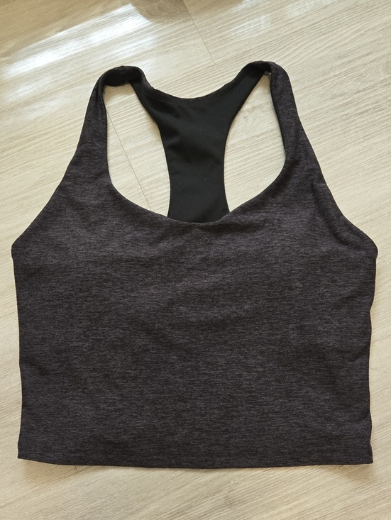 Fabletics Tops - Fabletics Women's Dark Heather Charcoal Racerback Sports Bra Top